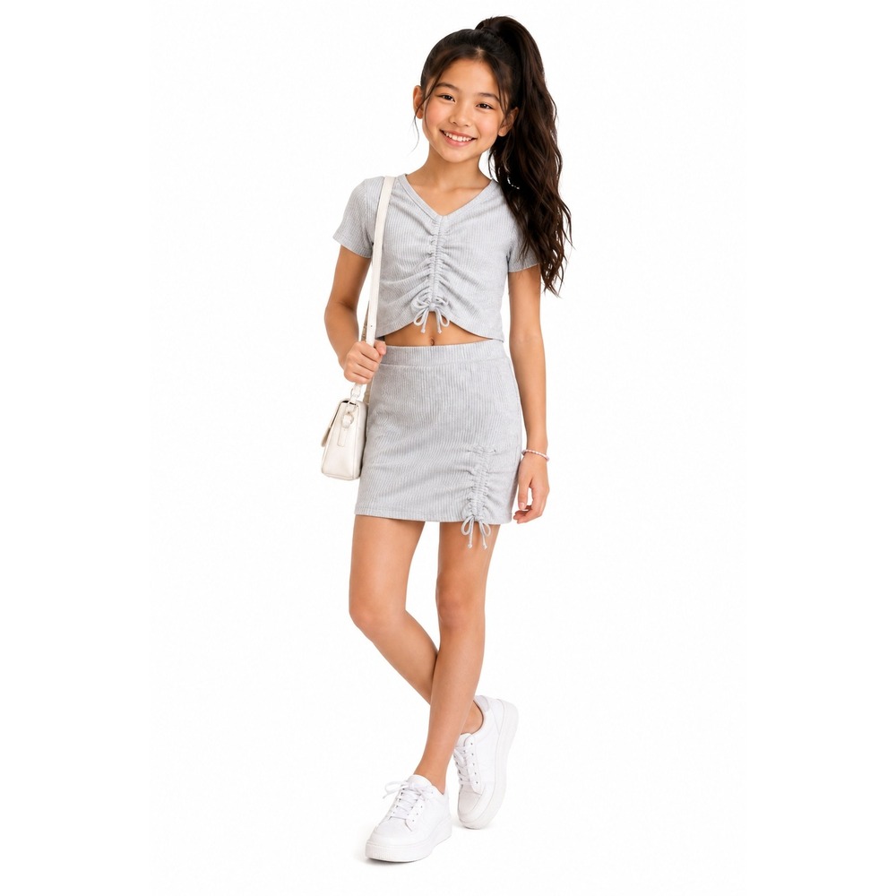 Avant-Garde 3D Girl Skirt Suit 2-Piece Set | Grey Size 6-7 Years